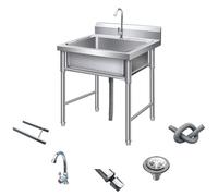 YCBTPS Fregadero Exterior Jardin, Fregadero Comercial De Acero Inoxidable, Fregadero Portátil De Pie Libre, Lavabo De Mano para Lavandería, Patio Trasero(50 * 50 * 80cm)
