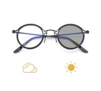 YCBTPS Retro Redondas Gafas De Lectura Para Hombres Mujeres Carey Anti Luz Azul Gafas De Sol Fotocrómica Gafas Para Presbicia(Black,+250)