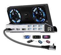 YCBUENO Estación de acoplamiento de ventilador doble 11 en 1 con enfriamiento para Steam Deck con 4K@60Hz, VGA, DP1.2, 6 USB, 1000Mbps, 100W PD, adaptador de 40Gbps Compatible con Valve Steam Deck |
