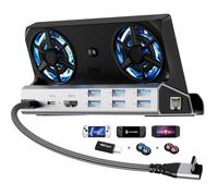 YCBUENO Estación de acoplamiento para Steam Deck con ventiladores de doble refrigeración 9 en 1 con HD 2.0, 6 puertos USB, RJ45 1000 Mbps, USB-C 100 W PD, adaptador de 40 Gbps para Steam Deck/Rog Ally