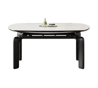 YCCHAH Mesa de comedor con placa de roca, mesa de comedor redonda, moderna, simple, de doble uso, plegable, para sala de estar (150 cm)