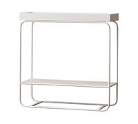 YCCYHQ Mesa Auxiliar Cocina Pequeña, Mesa Consola Rectangular, Estanterías de 2 Niveles Abiertas y Huecas, Encimera de Madera Maciza y Armazón de Hierro(White,100cm/39.4in)