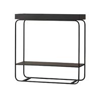 YCCYHQ Mesa Auxiliar Cocina Pequeña, Mesa Consola Rectangular, Estanterías de 2 Niveles Abiertas y Huecas, Encimera de Madera Maciza y Armazón de Hierro(Black,80cm/31.5in)