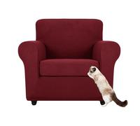 YCDZSW Funda Sofa 3 Plazas con Reposabrazos, Fundas Sofa Elasticas Universal, Funda Sofá Antideslizante, con Respaldos Separados y Cojines para Asientos (Rojo Vino,1 Plaza)