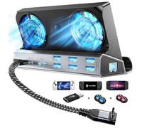 YCE - Ventiladores de refrigeración duales 9 en 1, estación de acoplamiento de cubierta de vapor con HDMI 2.0, 6 puertos USB, RJ45 1000 Mbps, USB-C 100 W PD, adaptador de 40 Gbps para Steam Deck/Rog