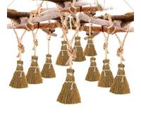 ycezw 10 escobas de Bruja para Halloween - Diseño de Paisaje de habitación de casa de muñecas de decoración de Escoba de Bruja en Miniatura,para la decoración del Partido de la casa de muñecas en