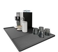 ycezw Alfombra de café para encimera, alfombra para, alfombra de bar de café de silicona con bordes elevados, alfombra de secado de vajilla, alfombra de alimentación para mascotas,