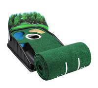 ycezw Alfombrilla de golf verde | Alfombrilla de golf portátil | Base de madera maciza para uso al aire libre de terciopelo con retorno automático de la pelota para la