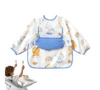 ycezw - Babero de manga larga para bebé, para las comidas, delantal impermeable, lavable a máquina, antimanchas, con colector de comida de silicona para salidas y viajes para niños y niñas, Aventura