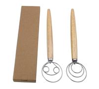 ycezw Batidor de levadura | 2X Batidor de madre con mango de madera | Herramientas para hornear, herramienta de mezcla de batidor de cocina, accesorios para hornear, pasteles, postres, pizza,