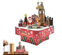 ycezw - Caja de música de rompecabezas, rompecabezas para montar modelos de castillo de madera, manualidades creativas, trabajo de pensamiento, juguete de construcción para Navidad, decoración del
