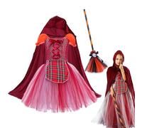 ycezw Disfraz de bruja para niños, disfraz de bruja para niños, kit de vestido de bruja mago para niños - Vestidos de cosplay de Halloween, disfraz de bruja de Halloween, accesorios para cosplay