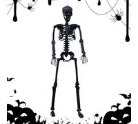 ycezw esqueletos para Halloween, decoración de casa encantada esqueleto realista con articulaciones móviles, efectos ambientales siniestros para terraza balcón jardín céspedes