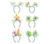 ycezw Juego de diademas para Pascua, juego de diademas de Pascua, banda para el pelo Happy Easter Day para decoración de Pascua, juego de 6 aros para el pelo con diseño de dibujos animados de Pascua
