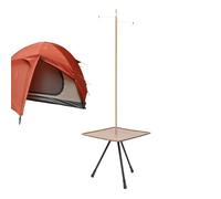 ycezw Mesa plegable de playa, mesa de camping pequeña | Mesa de patio portátil con soporte de iluminación | Mesa de camping al aire libre pequeña para barbacoa, pesca, bosquejo