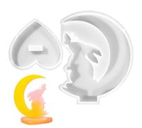ycezw Molde de silicona Crescent Moon, molde de resina Crescent Moon , molde para adorno lunar | para manualidades de resina con animales, , conejos, adornos
