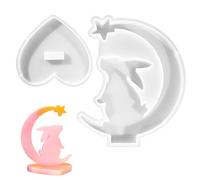 ycezw Moldes de silicona Cat Moon, moldes de silicona Crescent Moon - Grandes moldes para fundición epoxi de media luna | para manualidades de resina con animales, , conejos, adornos