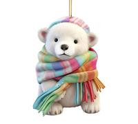 ycezw Ornamentos navideños 'Oso Polar,Decoraciones para el árbol de Navidad 'Oso Polar - Colgante con figuritas de acrílico 2D - Ornamento de oso polar simpáticos colgantes figuras de animales