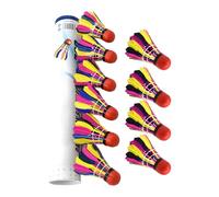 ycezw Pelota de entrenamiento para bádminton, volantes de bádminton, volantes de colores para interiores y exteriores, volantes de plumas de goma para exteriores, vuelo estable, paquete de 10 bolas