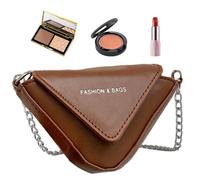 ycezw Riñonera Triangular de con Correa Trasera, pequeña riñonera para Mujer, de Piel sintética, Bolsa de Hombro con Cadena para Uso Casual, Brown, Refer to Description
