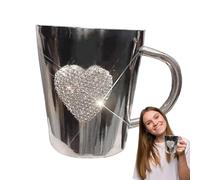 ycezw Taza de acero inoxidable, tazas de café de metal, tazas de té multifunción de diamantes de imitación, tazas de té lindas de 300 ml, taza de café de moda para té, bebidas frías