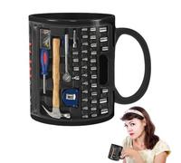 ycezw Taza de juego de herramientas mecánicas,Taza mecánica | Taza divertida de té de cerámica negra,Taza de té y café de gran capacidad para whisky, cerveza, jugo, sopa y agua