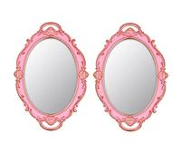 YCHMIR Espejo vintage pequeño para colgar en la pared, 14.5 x 10 pulgadas, ovalado, rosa, paquete de 2