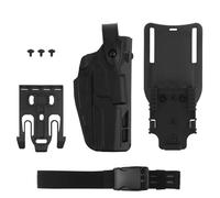 YChoolco Funda táctica for Airsoft for diestros, con Adaptador de Pierna y Sistema de liberación rápida QLS, Compatible con Glock 17, 19, 22, 23, 31 y 32.(Dark Gray)