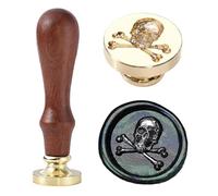Ychostamp Sello de cera de Halloween, sello de cera de sellado de calavera y huesos cruzados, espécimen de latón de cabeza de sello de hueso para tarjeta de invitación de boda de Halloween, sobres