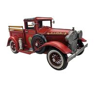 YCHTEWY - Iron Classic Red Truck Pick-up Modelo coleccionable para decoración de vehículos, decoración navideña de camión de metal, mezcla única de decoración vintage, rústica, de camión de granja