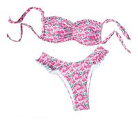 YCHUCH 1. Conjunto de tankini de 2 piezas con volantes florales para mujer, de secado rápido, elástico, con ajuste cómodo, ropa de playa, tankini