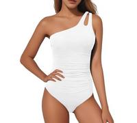 YCHUCH 1 traje de baño monokini para mujer con un solo hombro, correa ajustable, control de vientre, diseño fruncido, monokini con soporte para el abdomen