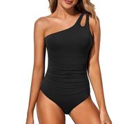 YCHUCH 1 traje de baño monokini para mujer con un solo hombro, correa ajustable, control de vientre, diseño fruncido, monokini con soporte para el abdomen