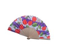 YCHUCH Abanico de mano de madera de cerezas de limón español, 7 pulgadas, plegable, para baile y uso en fiestas, pieza decorativa para interiores