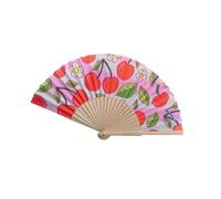 YCHUCH Abanico de mano de madera de cerezas de limón español, 7 pulgadas, plegable, para baile y uso en fiestas, pieza decorativa para interiores