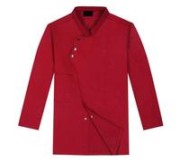 YCHUCH Abrigo de chefs para mujeres y hombres, transpirable, ligero, manga larga, chefs, hotel, cocina, restaurante, camisa de trabajo, uniforme de hotel, restaurante, camisa de trabajo, rosso, L