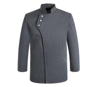 YCHUCH Abrigo de chefs para mujeres y hombres, transpirable, ligero, manga larga, chefs, hotel, cocina, restaurante, camisa de trabajo, uniforme de hotel, restaurante, camisa de trabajo, gris, L