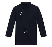 YCHUCH Abrigo de chefs para mujeres y hombres, transpirable, ligero, manga larga, chefs, hotel, cocina, restaurante, camisa de trabajo, uniforme de hotel, restaurante, camisa de trabajo, Negro, L