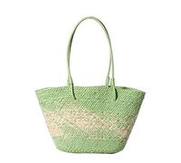 YCHUCH Bolso de hombro tejido femenino de moda para vacaciones en la playa y viajes, bolso de paja tejido colorido, cesta grande, bolsa de hombro de gran capacidad, Green, One Size