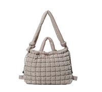 YCHUCH Bolso de mano acolchado de moda con diseños acolchados, correa de hombro ajustable, mochila acolchada de gran capacidad con cordón acolchado, Khaki, One Size