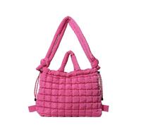 YCHUCH Bolso de mano acolchado de moda con diseños acolchados, correa de hombro ajustable, mochila acolchada de gran capacidad con cordón acolchado, hot pink, One Size