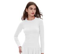 YCHUCH Camiseta deportiva transpirable de manga larga de tela de secado rápido. Disfruta de la comodidad para un entrenamiento intenso, ropa deportiva elegante para mujer