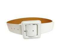 YCHUCH Cinturón ancho de piel sintética para mujer, color caramelo 2025, con banda de cintura, pantalones de vestir, decoración de la cintura, blanco, Talla única