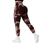 YCHUCH Cómodos pantalones deportivos sin costuras para mujer, leggings deportivos con diseño de teñido anudado, para correr y uso diario, mallas de entrenamiento transpirables