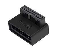 YCHUCH Conector de dirección USB 3.0 de 19/20 pines para placa base de computadora de escritorio, soporte vertical de clavija de codo de 90 grados