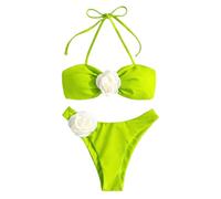 YCHUCH Conjunto de traje de baño bandeau para mujer, traje de baño sin tirantes, con cordón extraíble y calzoncillos de cintura baja, belleza