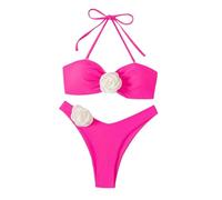 YCHUCH Conjunto de traje de baño bandeau para mujer, traje de baño sin tirantes, con cordón extraíble y calzoncillos de cintura baja, belleza