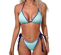 YCHUCH Conjunto de traje de baño para mujer con tanga triangular halter tanga traje de baño de cintura baja tanga push up tanga traje de baño conjunto