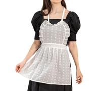 YCHUCH Delantales de encaje hueco retro con volantes para cocina, cocina, pasteles, restaurantes, chefs, regalos para mujeres, camarera, delantales de encaje hueco, blanco, Talla única