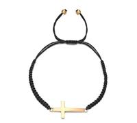 YCHUCH Elegante pulsera tejida con dije de crucifijo ajustable, accesorios de moda para uso diario, pulsera ajustable de recuerdo cristiano, talla única, como se describe